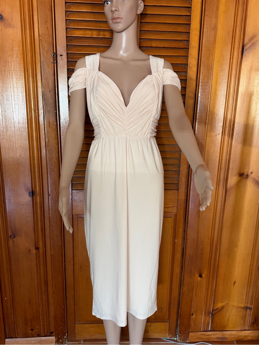 ASOS Blush Ruched Cold Shoulder Midi Dress NWT Size 12